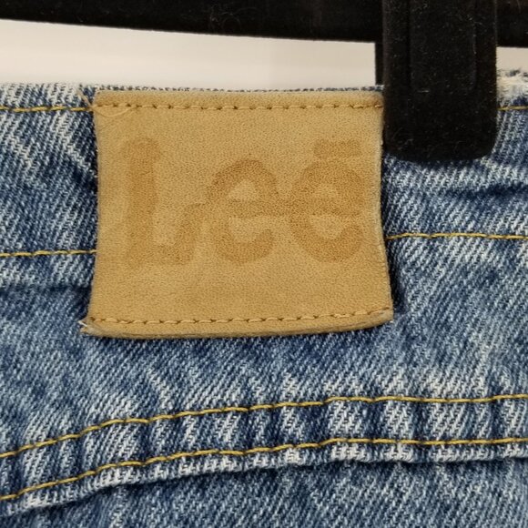 Vintage 90s Lee Size 16 Mom Jeans Cinched Sides Light Medium Wash Tapered Leg - Picture 6 of 9